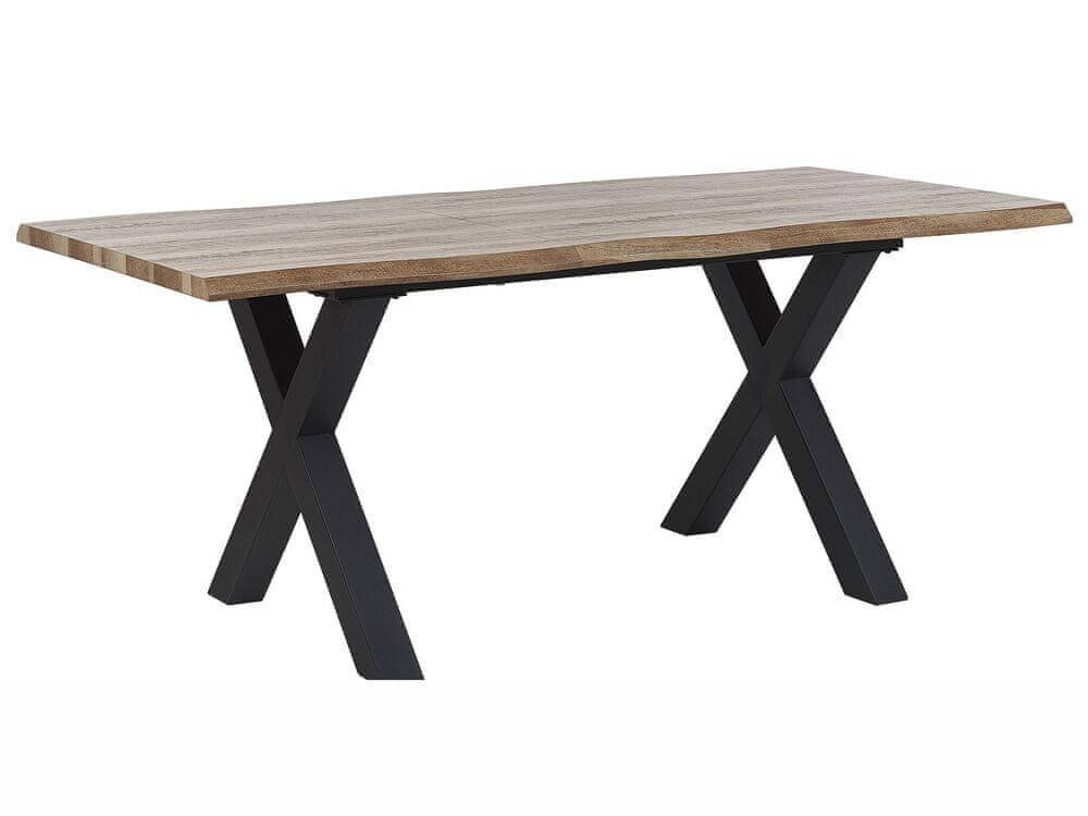 Beliani Rozkladací jedálenský stôl 140/180 x 90 cm svetlé drevo/čierna BRONSON